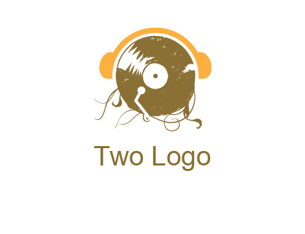 disc with headphones music logo