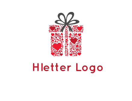 Gift box made of small hearts logo