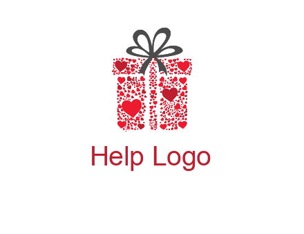 Gift box made of small hearts logo