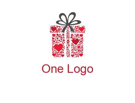 Gift box made of small hearts logo