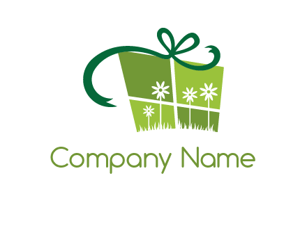 gift box with flowers and bow logo