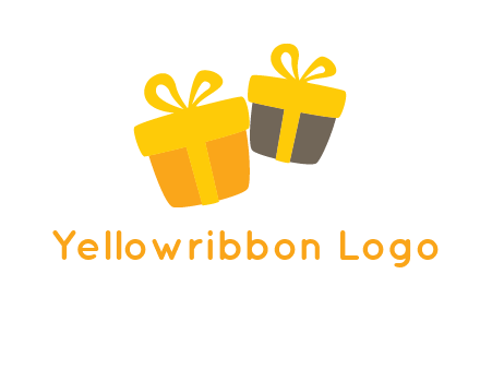 two gift box with ribbon logo