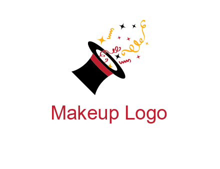 magician hat with  ribbons and stars logo