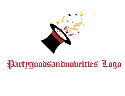 magician hat with  ribbons and stars logo