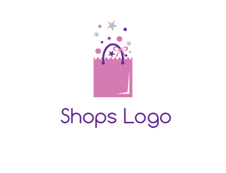shopping bag with ribbons and stars logo