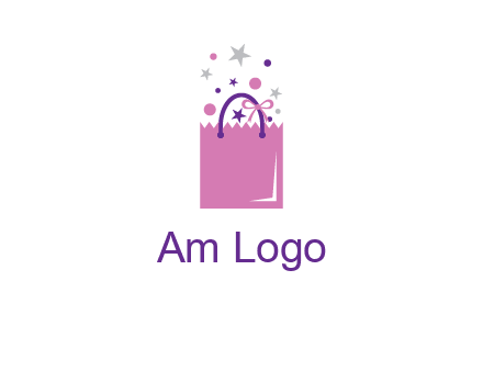shopping bag with ribbons and stars logo