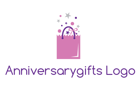 shopping bag with ribbons and stars logo