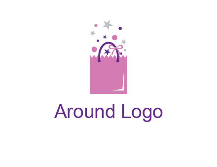 shopping bag with ribbons and stars logo