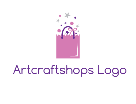 shopping bag with ribbons and stars logo