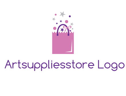 shopping bag with ribbons and stars logo