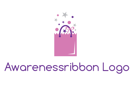shopping bag with ribbons and stars logo