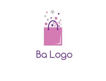 shopping bag with ribbons and stars logo