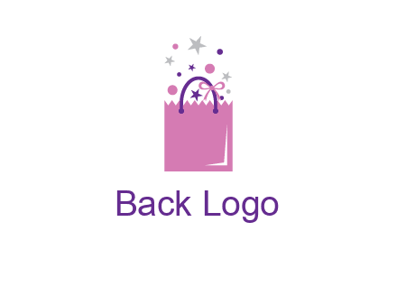 shopping bag with ribbons and stars logo
