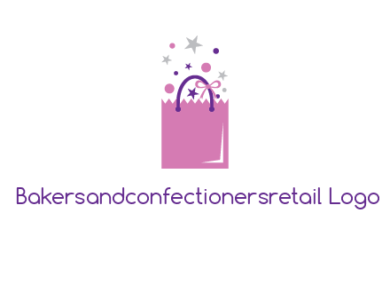 shopping bag with ribbons and stars logo