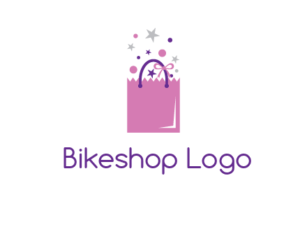 shopping bag with ribbons and stars logo
