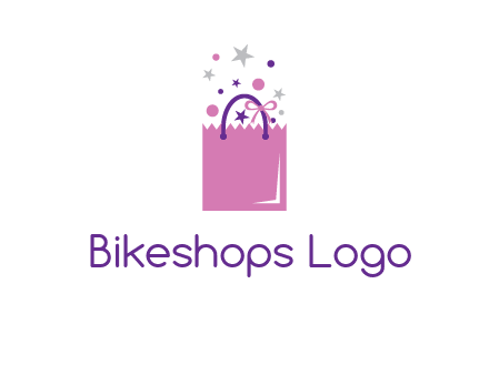 shopping bag with ribbons and stars logo
