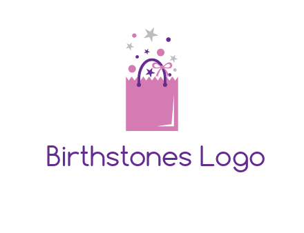 shopping bag with ribbons and stars logo