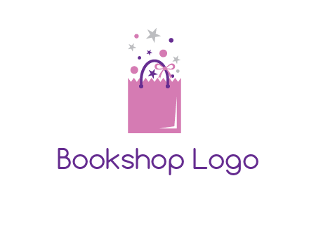 shopping bag with ribbons and stars logo