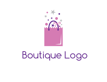 shopping bag with ribbons and stars logo