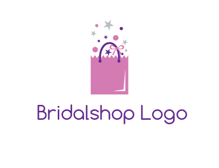 shopping bag with ribbons and stars logo