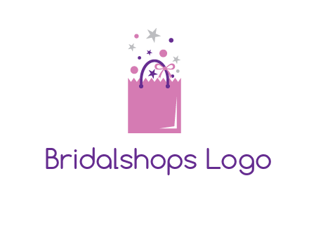 shopping bag with ribbons and stars logo