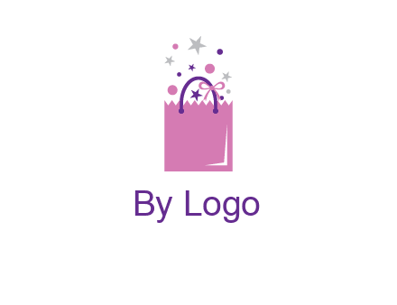 shopping bag with ribbons and stars logo