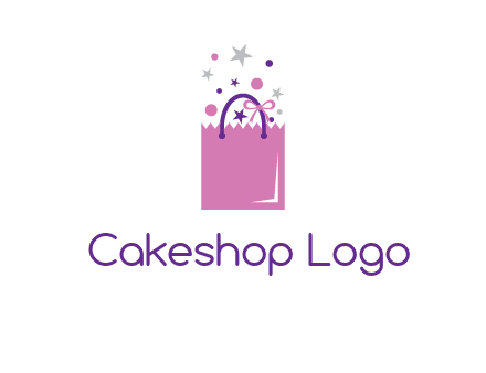 shopping bag with ribbons and stars logo