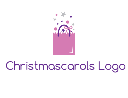 shopping bag with ribbons and stars logo