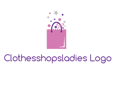 shopping bag with ribbons and stars logo