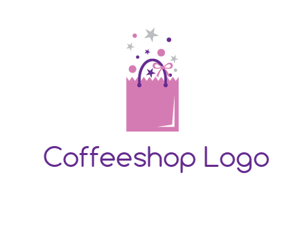 shopping bag with ribbons and stars logo