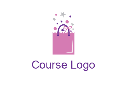 shopping bag with ribbons and stars logo