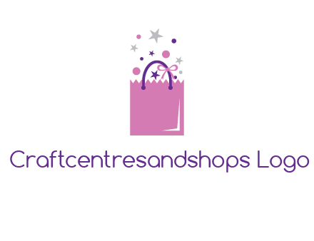 shopping bag with ribbons and stars logo