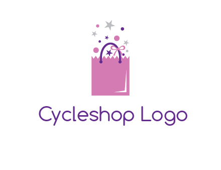 shopping bag with ribbons and stars logo