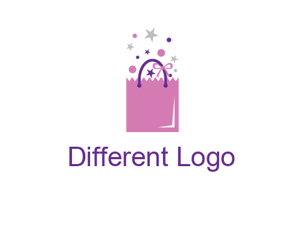 shopping bag with ribbons and stars logo