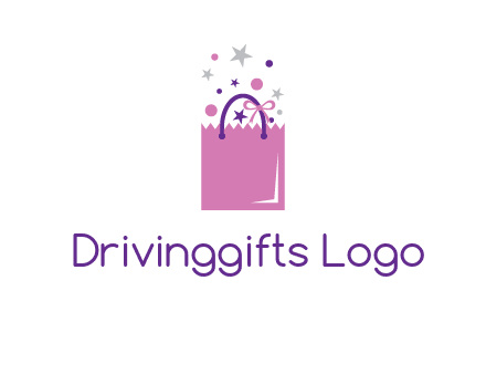 shopping bag with ribbons and stars logo