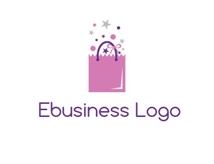 shopping bag with ribbons and stars logo