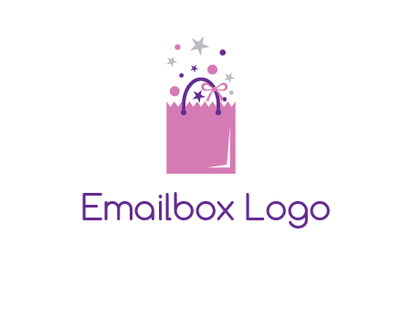 shopping bag with ribbons and stars logo