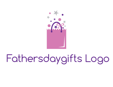 shopping bag with ribbons and stars logo
