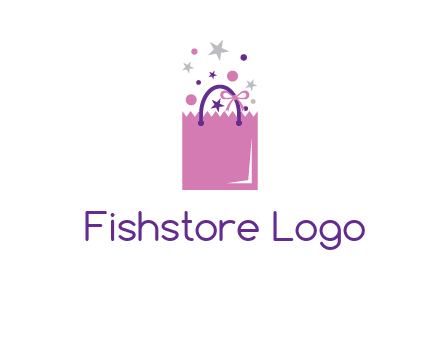 shopping bag with ribbons and stars logo