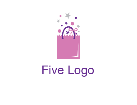 shopping bag with ribbons and stars logo