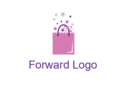 shopping bag with ribbons and stars logo