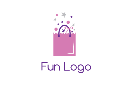 shopping bag with ribbons and stars logo