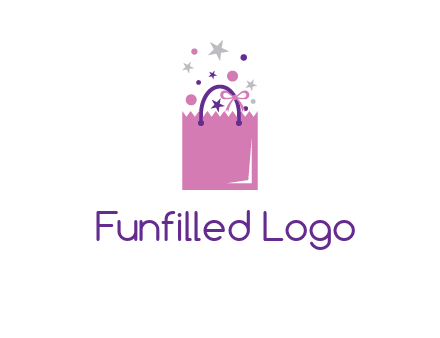 shopping bag with ribbons and stars logo