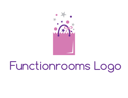 shopping bag with ribbons and stars logo
