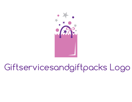 shopping bag with ribbons and stars logo