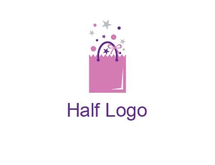 shopping bag with ribbons and stars logo