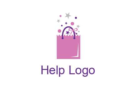 shopping bag with ribbons and stars logo