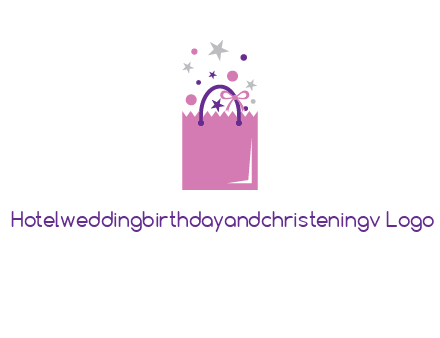 shopping bag with ribbons and stars logo