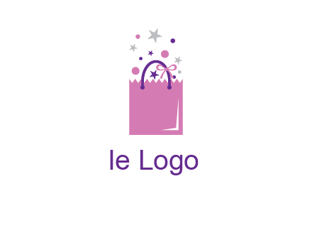 shopping bag with ribbons and stars logo