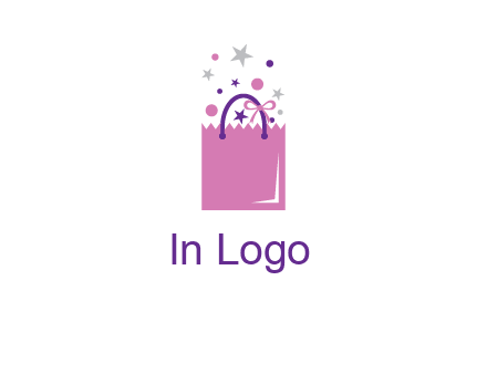 shopping bag with ribbons and stars logo